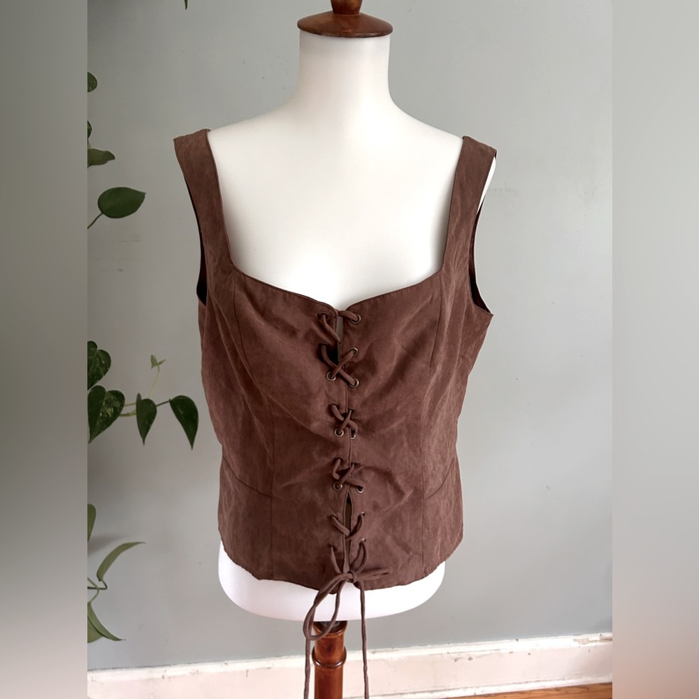 Scarlet Darkness Brown Lace Up Corset Vest